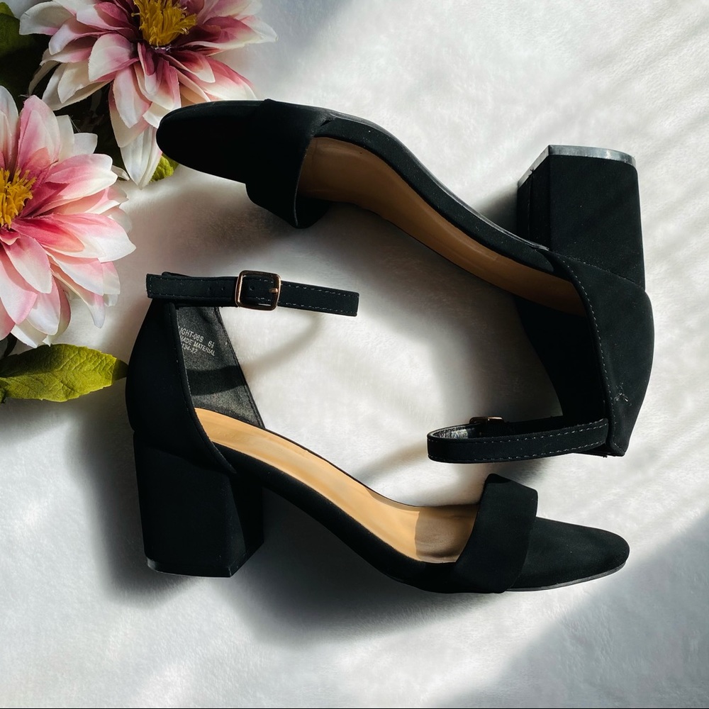 Bamboo Ankle Strap Block Heel Sandals